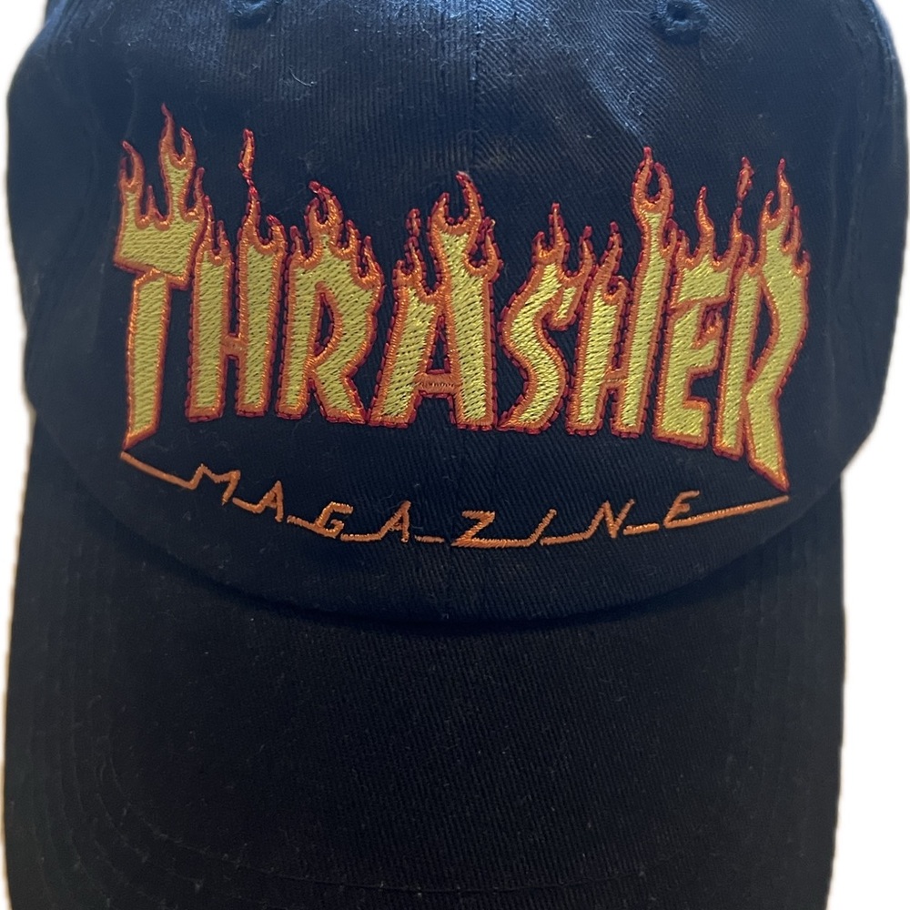 Thrasher Black Hat with Red and Yellow Logo Trad